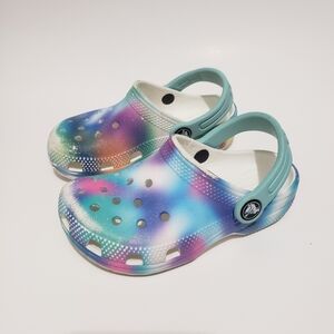 Crocs Clogs Kids Unisex Size C10 Marble Tie Dye 207588 Iconic Comfort with Strap